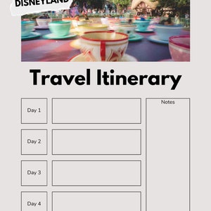 Printable Disneyland Travel Planner