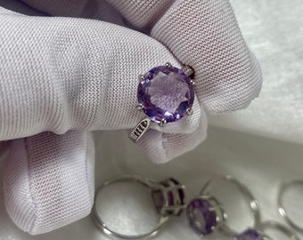 Amethyst ring , 8mm amethyst ring, amethyst jewelries, natural amethyst rings women teens, Christmas gifts , gemstones , purple , 925 silver