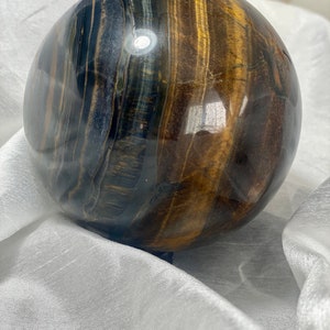 Tigereye SPHERE GOLD & BLUE , 100mm , blue tigereye , African tigereye , rare sphere 100mm