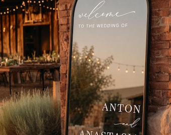 Custom Cursive Wedding Mirror Decal | Personalized Names and Date, Elegant font