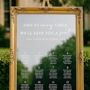 Benutzerdefinierte Hochzeit Spiegel Header Aufkleber | And at every Table Wir sparen Ihnen einen Sitzplatz - Hochzeitsschild - Sitzplanaufkleber - Ich werde Vinyl-Buchstaben