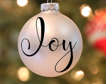 Calcomanía de adorno navideño de alegría / Tamaño y color personalizables - Calcomanía de globo navideño - Decoración del árbol de Navidad - Regalo de Navidad
