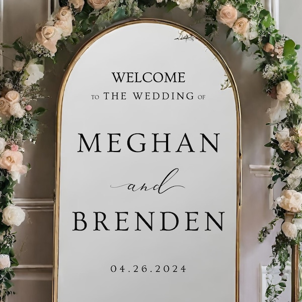 Wedding Welcome Sign | Customizable Names - Mirror, Acrylic, Cardboard - Wedding Mirror Decal - To the Wedding of - Reception - Ceremony