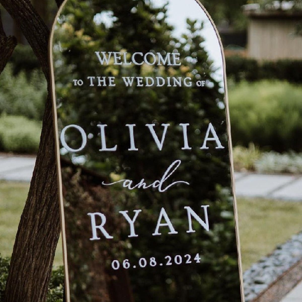 Welcome Wedding Sign | Customizable Names - For Mirror, Acrylic, Cardboard - Wedding Mirror Decal - To the Wedding of - Reception - Ceremony