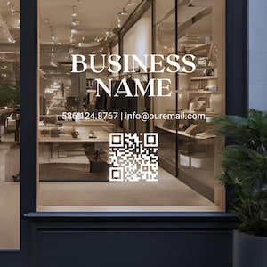 Customizable QR Sign Decal | Personalize Logo, Barcode, Website & Phone Number - Window Decal - QR Code - Window Decal, Boutique, Salon Door