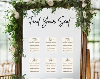 Seating Chart Wedding Mirror Decal | Find Your Seat Wedding Sign - Mirror, Acrylic, Cardboard - Wedding Reception - Vinyl Letters - Welcome