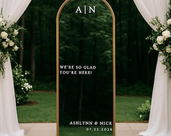 Custom Wedding Mirror Decal | Personalized Names, Initial Monogram