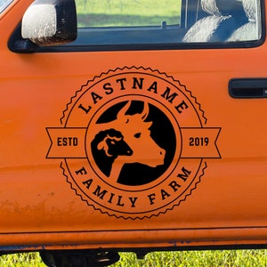 Family Farm Decal | Customizable Name, ESTD, Logo, and Farm Type  - Window Decal - Car Decal - Designed Logo - Ranch, Barn, Farm Decal