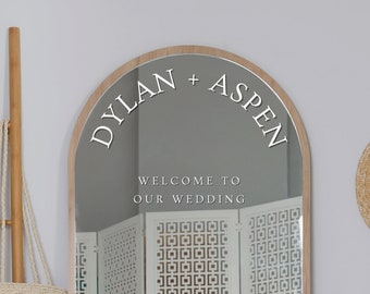 Welcome To Our Wedding Sign | Customizable Names - Metal, Acrylic, Mirror Decal - Wedding Reception - Engagement Party - Selfie Mirror Decal