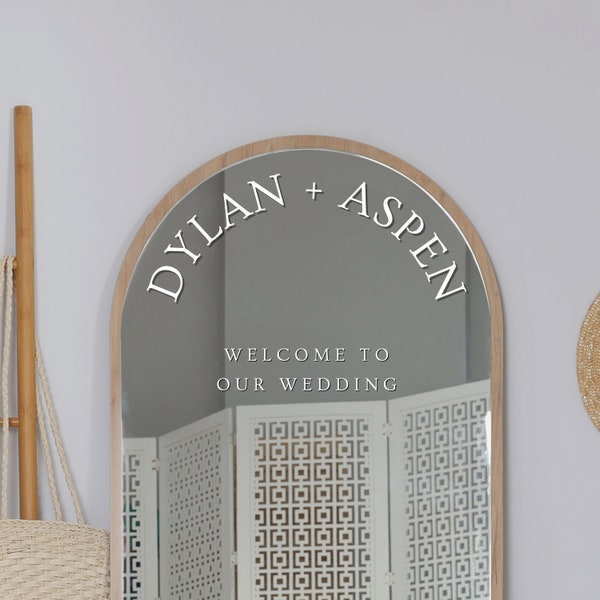 Welcome To Our Wedding Sign | Customizable Names - Metal, Acrylic, Mirror Decal - Wedding Reception - Engagement Party - Selfie Mirror Decal