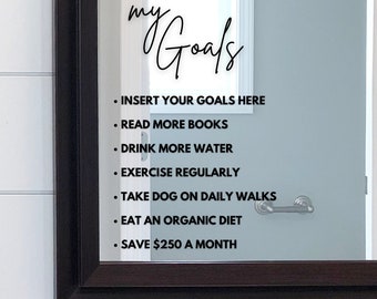Customizable Goal List Mirror Decal | Vinyl Affirmations