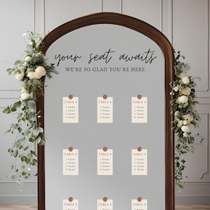 Ihr Platz erwartet Hochzeit Spiegel Aufkleber | Wir sind so froh, dass du hier bist Schild - Holz, Spiegel, Acryl - Hochzeitsfeier - Vinyl - Sitzplan