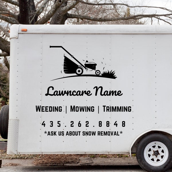 Lawn Care Business Decal | Customizable Logo, Name, Services, Website, & Phone Number - Window Decal - Trailer - Custom Logo - Landscaping