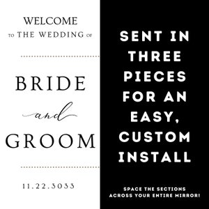 Signo de bienvenida de boda / Nombres personalizables Espejo, Acrílico, Cartón Calcomanía de espejo de boda Para la boda de Recepción Ceremonia imagen 2