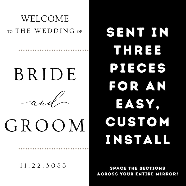 Wedding Welcome Sign Customizable Names Mirror, Acrylic, Cardboard Wedding Mirror Decal To the Wedding of Reception Ceremony image 2