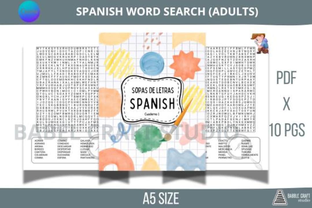 Spanish Word Search Puzzles for Adults: Printable Learning Resources