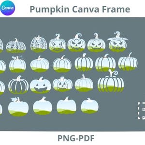Pumpkins Canva Frames Bundle Drag and Drop  Fall Halloween Spooky Season  Editable Canva Template Sublimation PNG Autumn Spooky Clipart