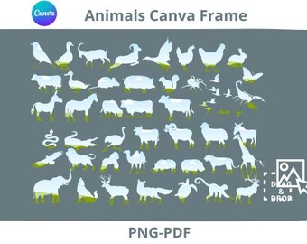 Animals Canva Frames Templates: Drag & Drop Photo Collage (PDF)