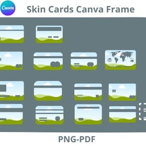 Modèle d'habillage de carte de crédit Canva, carte de débit autocollant couverture de carte svg Canva glisser-déposer modèle habillage de carte PDF