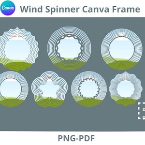 Wind Spinner Canva Frame Editable Template Bundle, Drag & Drop Create Your Own Design. Wind Spinner Mock UP