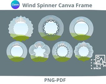 Wind Spinner Canva Frame Template Bundle: Drag & Drop Design (Digital Download)