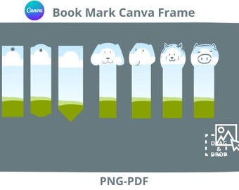 Bewerkbare bladwijzersjabloon voor Canva-kader: pdf met slepen en neerzetten (digitale download)