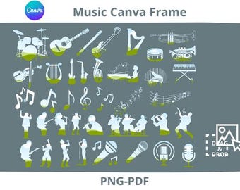 Music Canva Frames: Drag & Drop Template (PDF)