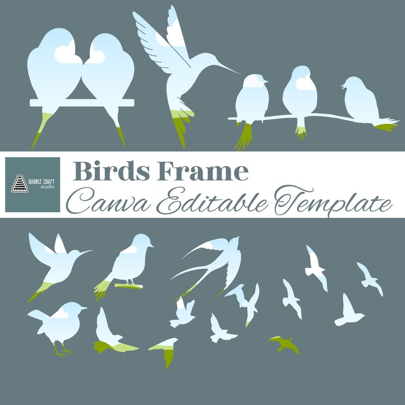 Birds Canva Frame Template: Editable Bird Bundle (PDF) - Etsy