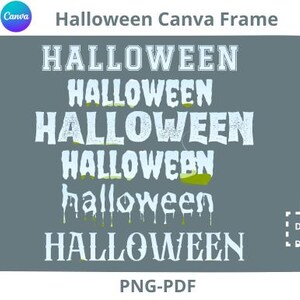 Halloween Font & Frame Bundle PDF - Spooky Season Canva Template, Fill Your Own, Drag Drop Clipart Download