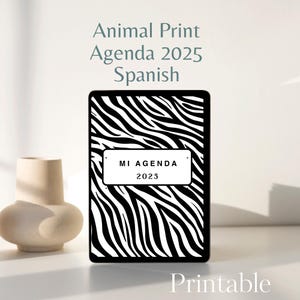 Spanish Digital Planner 2025 Animal Print Pattern, Digital Planner Template, Spanish Weekly Daily and Monthly Shabby Floral Planner