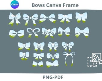 Coquette Bow Canva Frame Template: 20 Ribbon Designs (Digital Download)