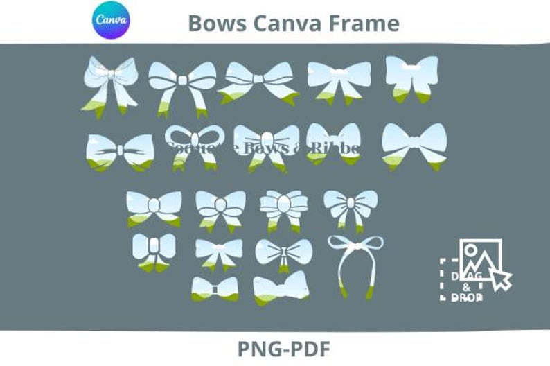 Bow Canva Frame Template ,drag and Drop File, Coquette Smart Frames ...