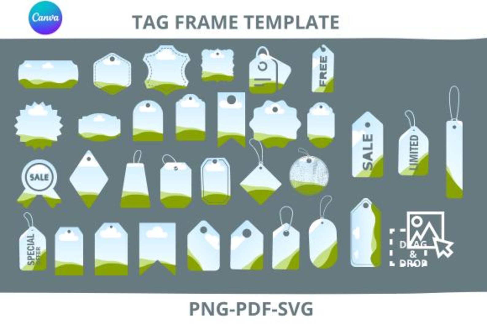 Canva Frames Tag Bundle: Photo Collage Gift Tags (PDF Template) - Etsy