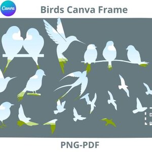 Birds Canva Frame Template: Editable Bird Bundle (PDF)