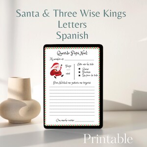 Spanish Santa Claus and Three Wise Men Printable Letter Wish List for Santa, Wish List for three wise men. Dear Santa Spanish Sayings Letter
