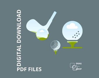 Golf Balls Smart Object, Photo Collage Canva Golf Template, Editable Drag and Drop Images