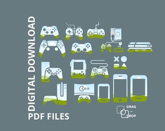 Gamers Skin Template Canva, Console and Gampads svg Canva Drag and Drop Template Console Controllers Skin Templates PDF