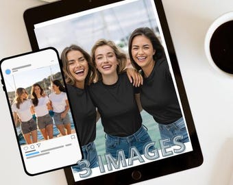 Maquette de t-shirt en toile Bella : croisière en groupe de filles (PNG, PDF)