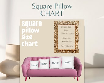 Square Pillow Care Instructions & Size Chart (Digital Download)