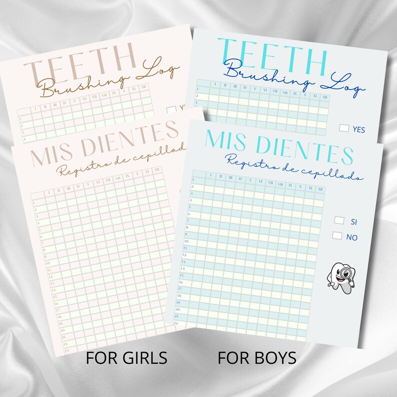 Teeth Brushing Tracker, Printable Tracker ,dental Hygiene Tracker