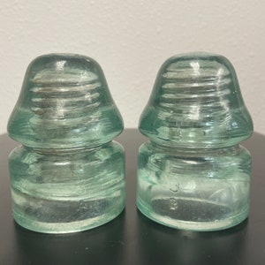 Two beautiful green/blue Hemingray Telegraph Insulators, #3A and #3B