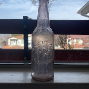 Antique Amethyst Glass “The Home Brewing Company” from Indianapolis, Indiana Pre-1900s Beer Bottle