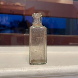 Antike klare quadratische Miniatur Apotheker/Medizin Flasche