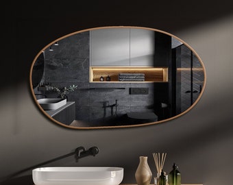 Irregular Wall Mirror, Gold Asymmetrical Bathroom Mirror, Wood Framed Wall Mirror,Modern Decorative Wall Mirror for Living Room and Entryway