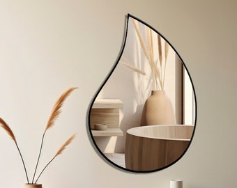 Raindrop Wall Mirror, Unique Wall Mirror, Wooden Wall Mirror, Modern Wall Mirror, Stylish Wall Mirror, Home Decoration, Mirror Wall Decor