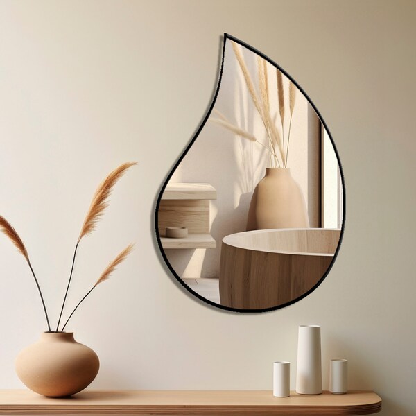 Raindrop Wall Mirror, Unique Wall Mirror, Wooden Wall Mirror, Modern Wall Mirror, Stylish Wall Mirror, Home Decoration, Mirror Wall Decor