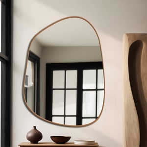 Asymmetrical Bathroom Mirror, Cloud Mirror, Irregular Mirror, Wood Framed Modern Decorative Vanity Mirror, Mirror for Bedroom Entryway