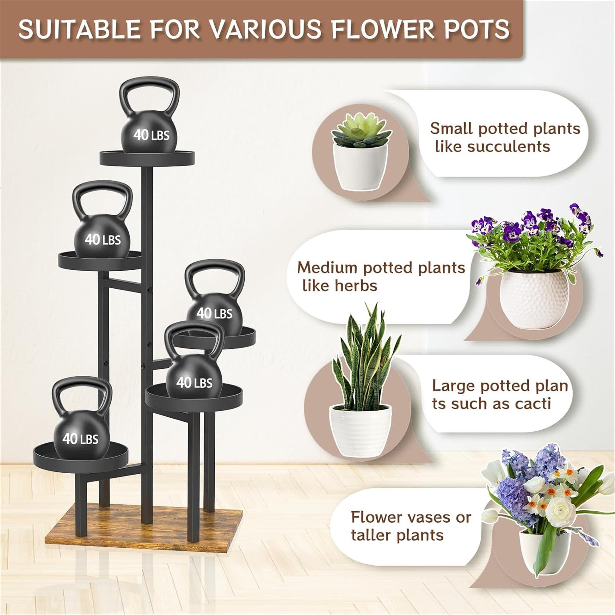 5 Tier Plant Stand Indoor, Metal Corner Plant Holders Tall for Multiple ...