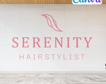 Hair Logo Template Canva Digital Hairstylist Editable Logo Design customisable Hair Salon Brand Identity