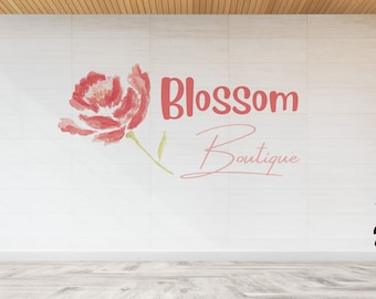 Plantilla de logotipo de Canva editable con logotipo floral para marca de flores, logotipo de salón de belleza, logotipo de peluquería, logotipo de floristería, marca de belleza
